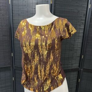 Elegant Gold Sequin Women's Blouse